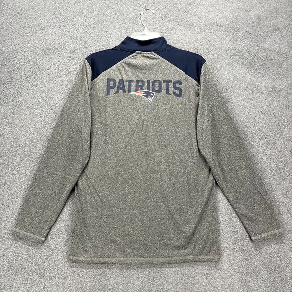NFL Patriots Sweatshirt Mens Medium Gray Blue 1/4 Zip NFL Football New England - Picture 2 of 16